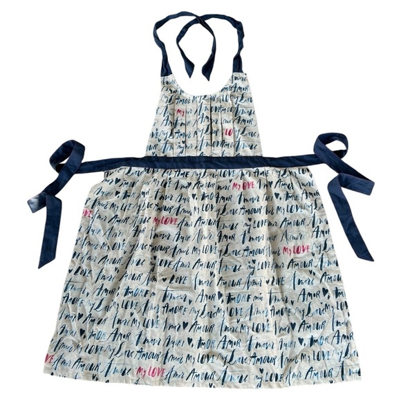 Anthropologie Linea Carta Language of Love Pleated Apron Cotton Linen Amour NWT - Picture 10 of 14